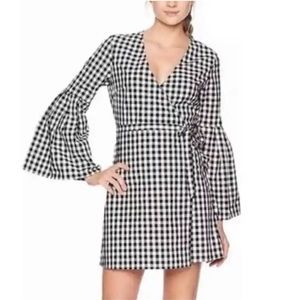 Jack by BB Dakota Black White Gingham Wrap Dress